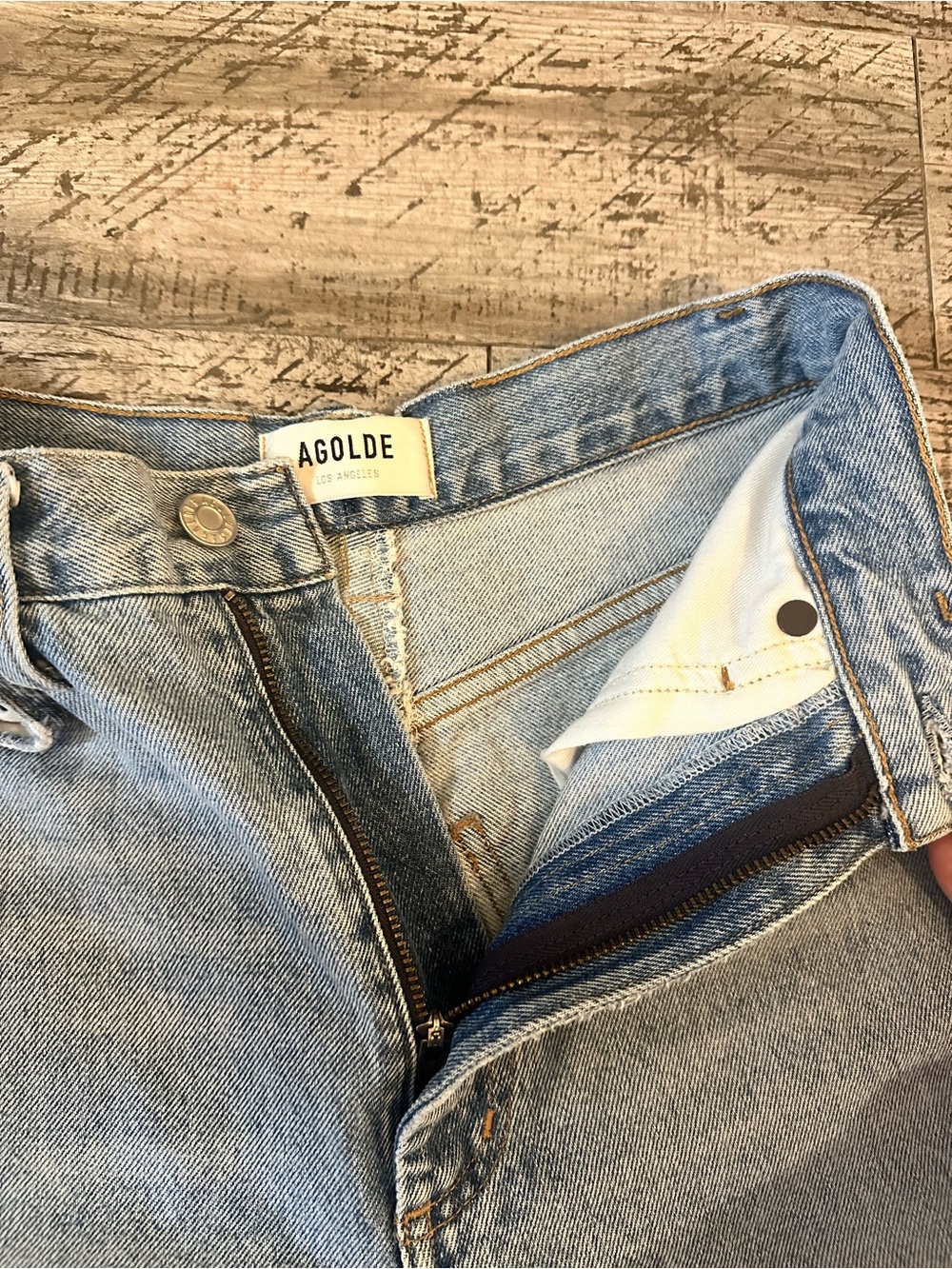 Agolde High-Rise Light Blue Straight Leg Jeans - Picture 3 of 7